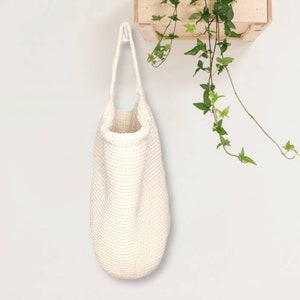 Big wall hanging storage basket, laundry bag off white crochet eco friendly cotton basket, nursery decor, bathroom storage