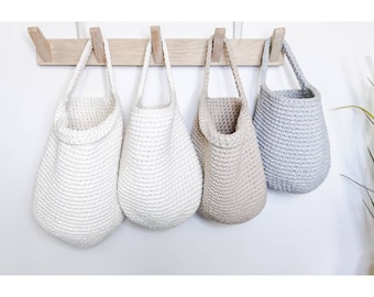 Crochet Wall Hanging Basket: Eco-Friendly Cotton Nursery Decor
