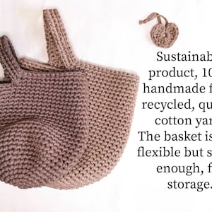 Crochet hanging  storage basket in earthy colors, Kellyshandmadegr