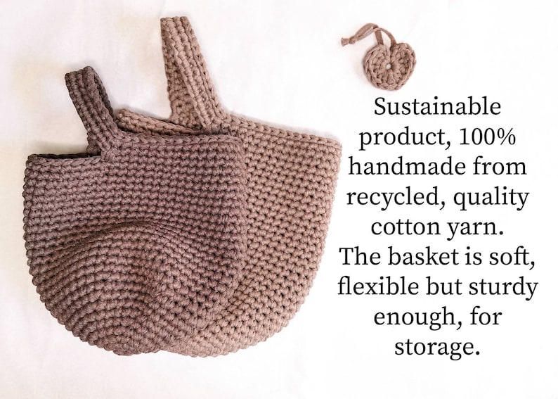 Crochet hanging  storage basket in earthy colors, Kellyshandmadegr