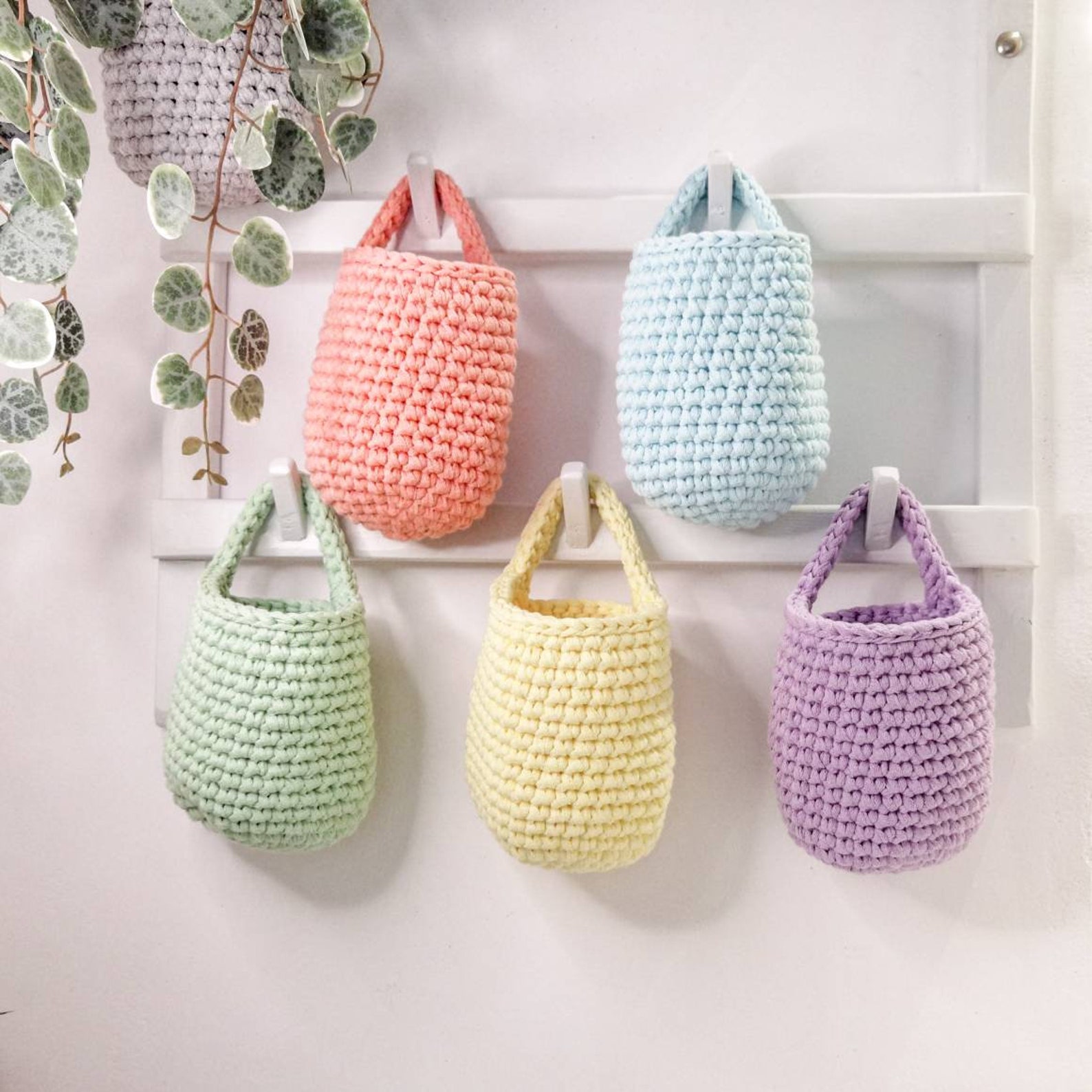 Mini Hanging Basket in Pastel Colors Storage Basket Home - Etsy