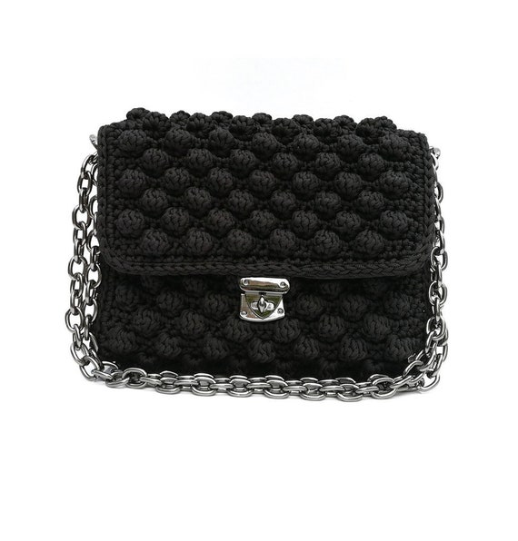 black crochet bag