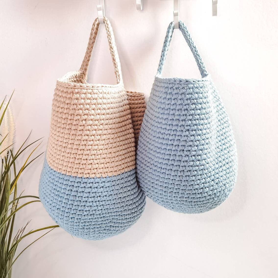 Wandbehang Aufbewahrungskorb, Ente Ei häkeln hängen korb, Kinderzimmer Dekor Baumwollkorb, Bad Aufbewahrungskorb