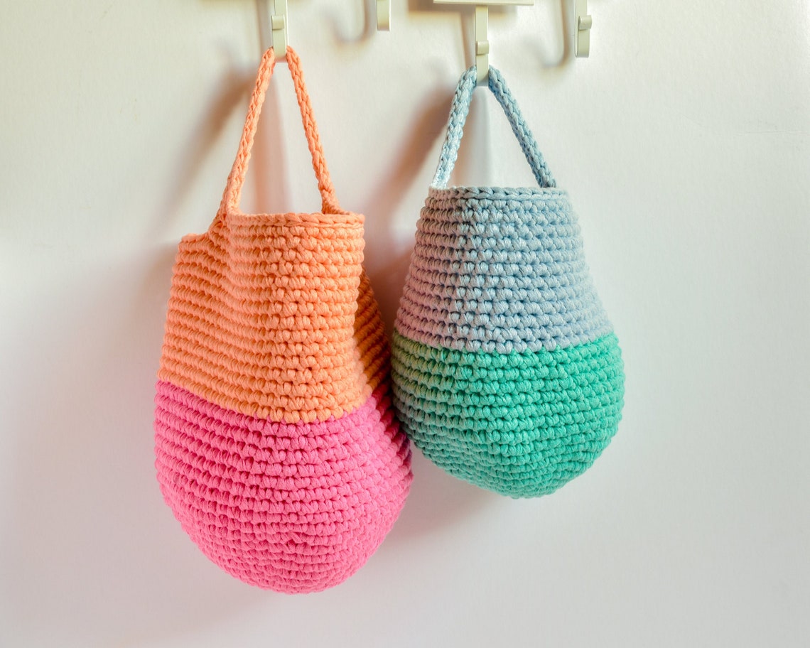 Wall Hanging Storage Basket Color Block Modern Boho Nursery Etsy