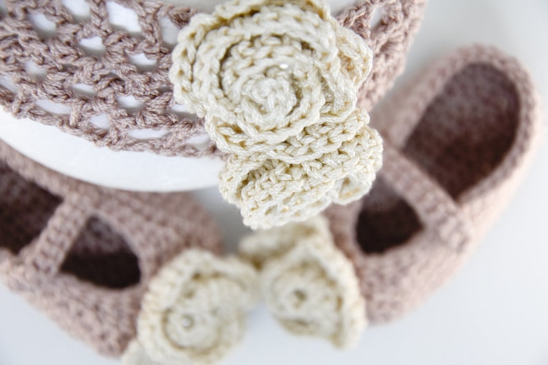 baby shower gift girls christening shoes Powder pink crochet baby shoes and headband Easter headband newborn baby outfit