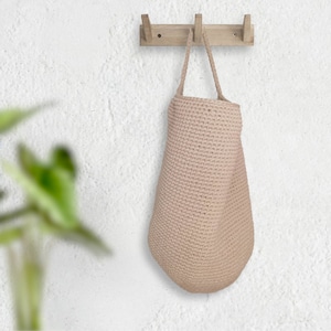 Large Beige Crochet Wall Basket: Cotton Nursery Storage Bag