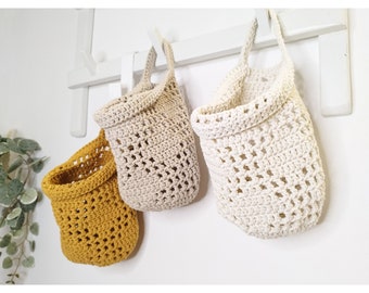 Panier suspendu au crochet pour décoration de ferme, rangement bohème moderne pour chambre de bébé, jardinière suspendue en coton faite main