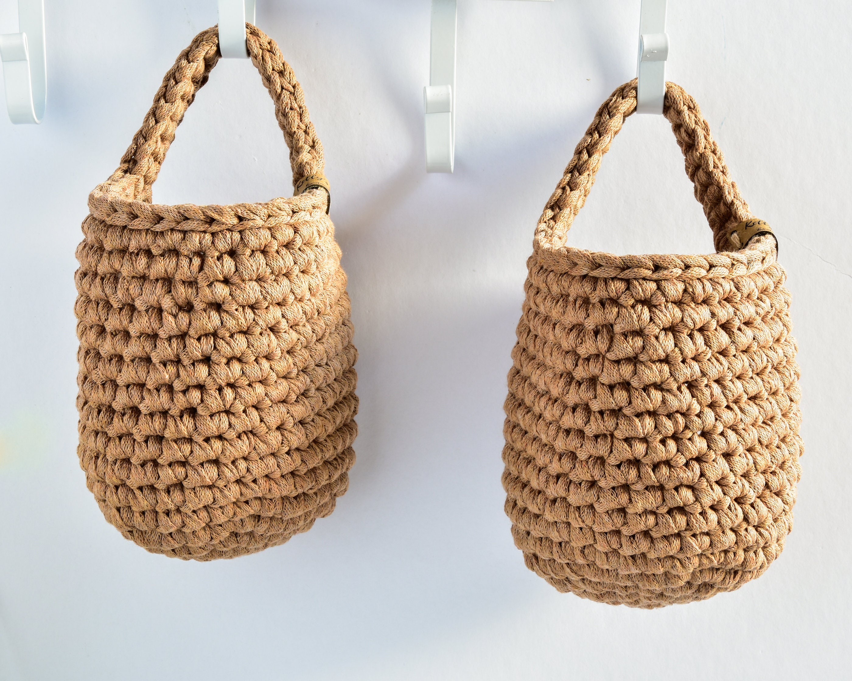 Mini cesta colgante conjunto de almacenamiento de color beige | Etsy