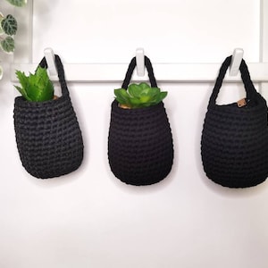 Mini panier suspendu, panier de rangement noir, panier en coton écologique pour l'organisation de la maison, cadeau de pendaison de crémaillère