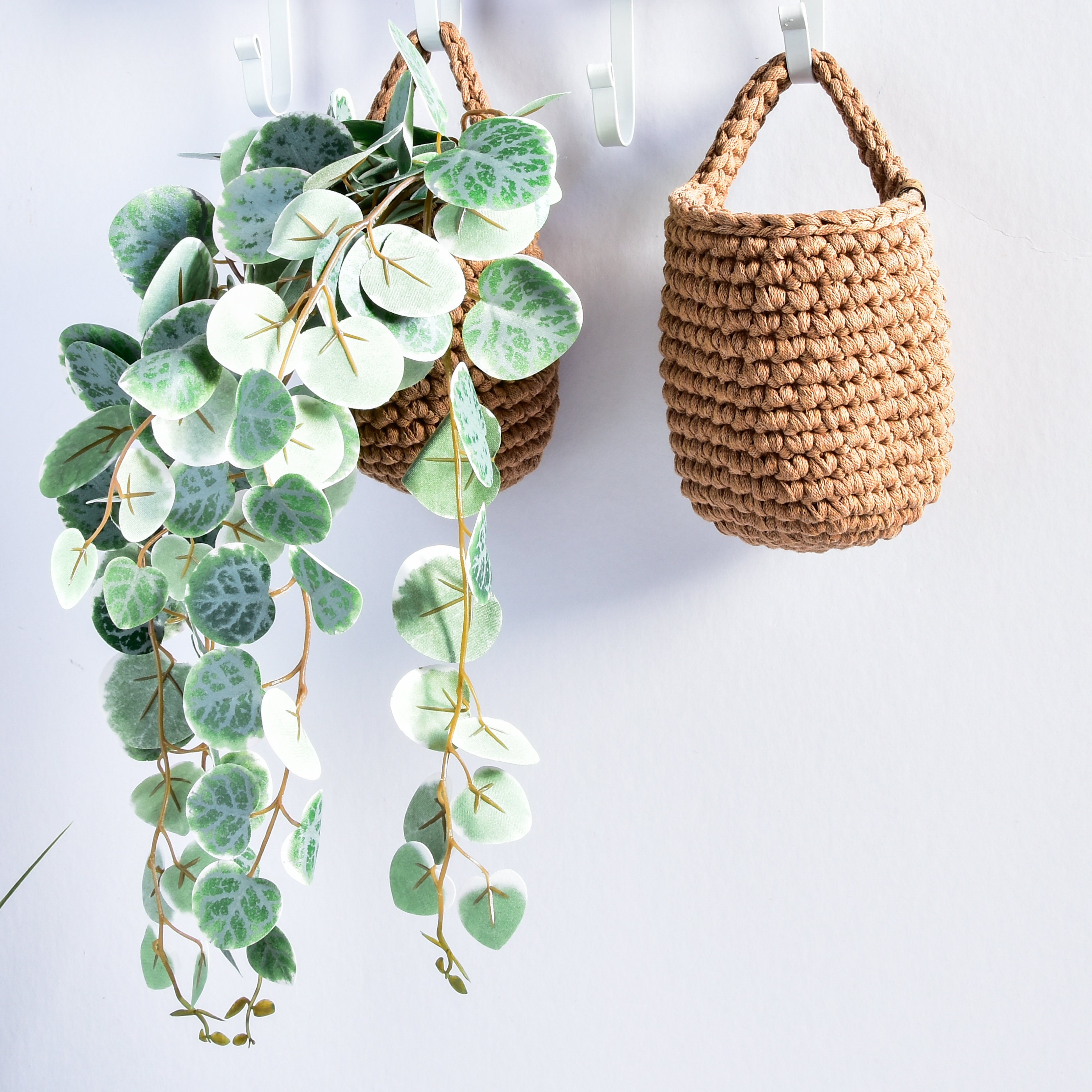 Mini cesta colgante conjunto de almacenamiento de color beige | Etsy