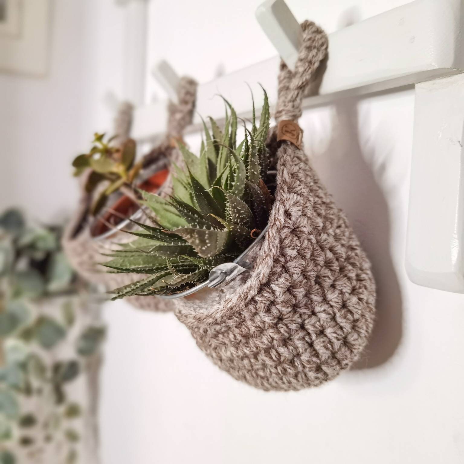 Tweed brauner Tropfen Hängekorb gehäkelter Blumentopf | Etsy