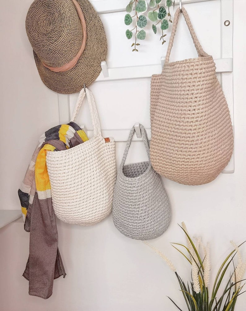 Wall Hanging Storage Basket Crochet Hanging Basket Nursery - Etsy