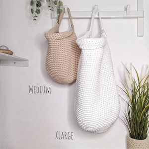 Wall hanging storage basket Crochet hanging basket nursery decor cotton basket bathroom storage basket in natural colors image 5