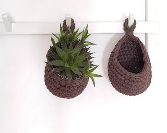 Set of 2 hanging planters, succulent Planter, Air plant holder plant hanger crochet wall hanging basket hanging plant pot