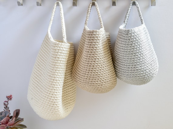 Wall hanging storage basket Crochet hanging basket nursery | Etsy