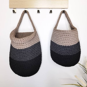 Crochet Wall Hanging Basket: Cotton Nursery Storage