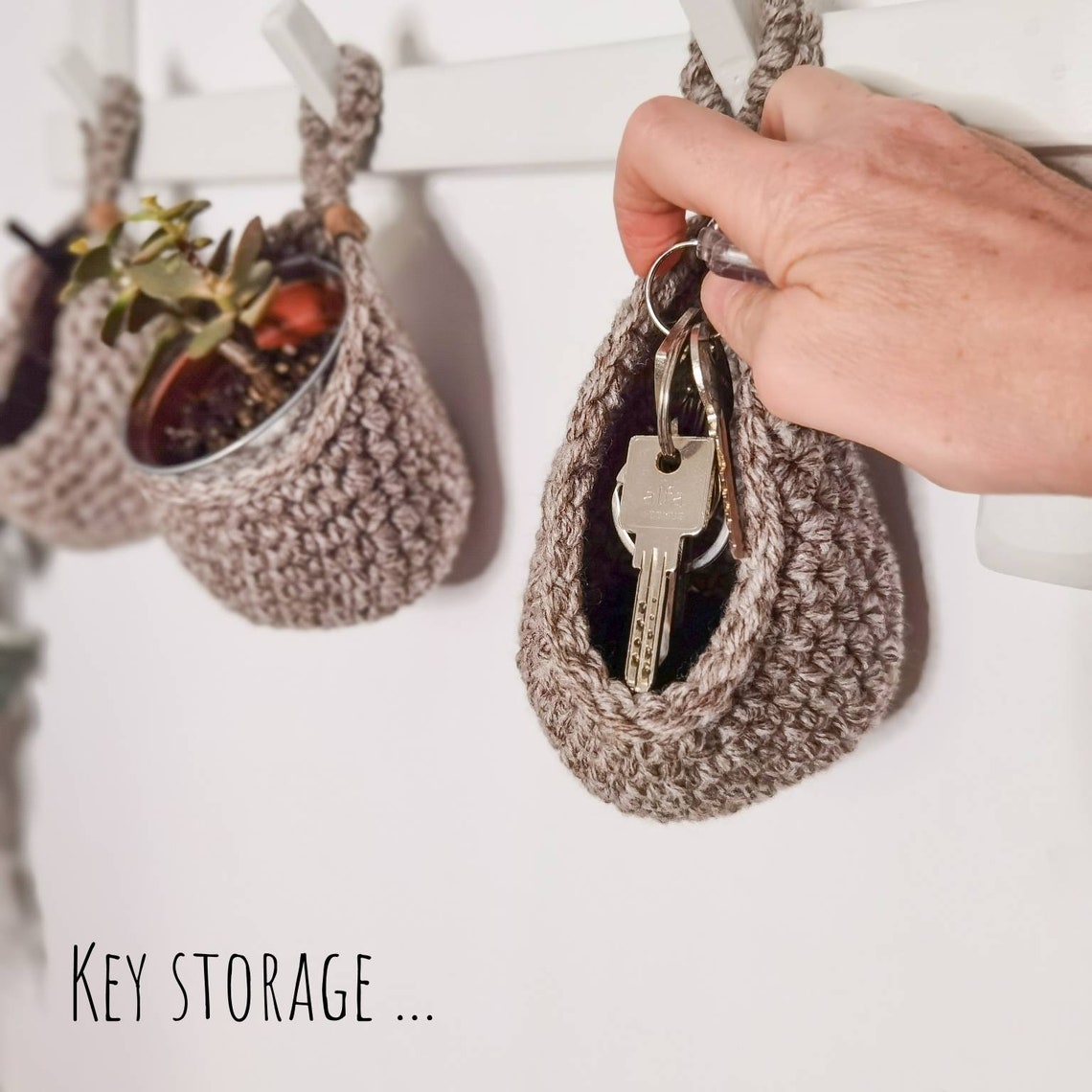 Tweed brauner Tropfen Hängekorb gehäkelter Blumentopf | Etsy