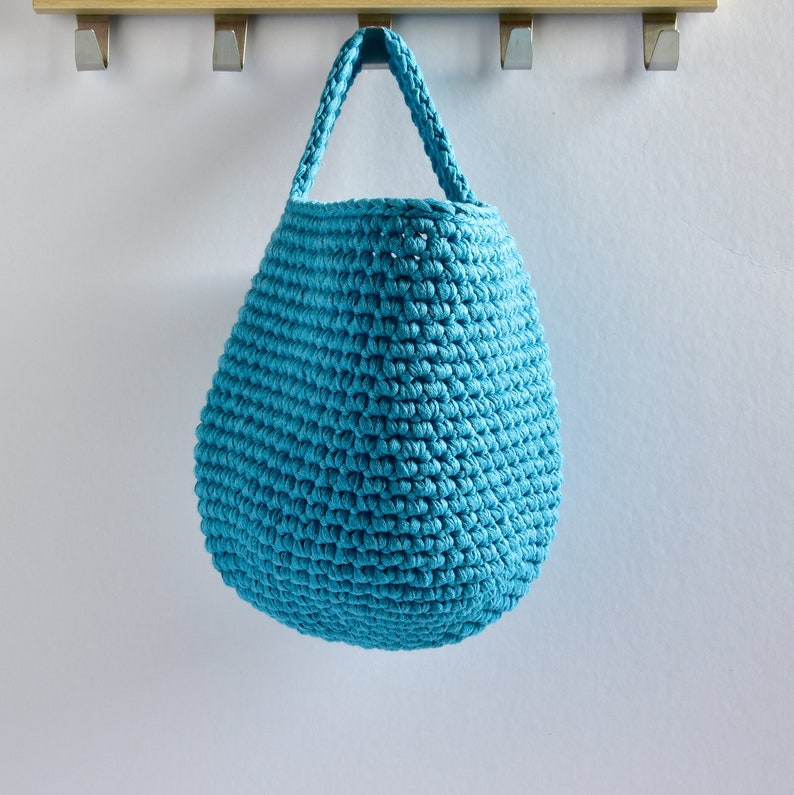 Wall Hanging Storage Basket Blue Shades Crochet Hanging | Etsy