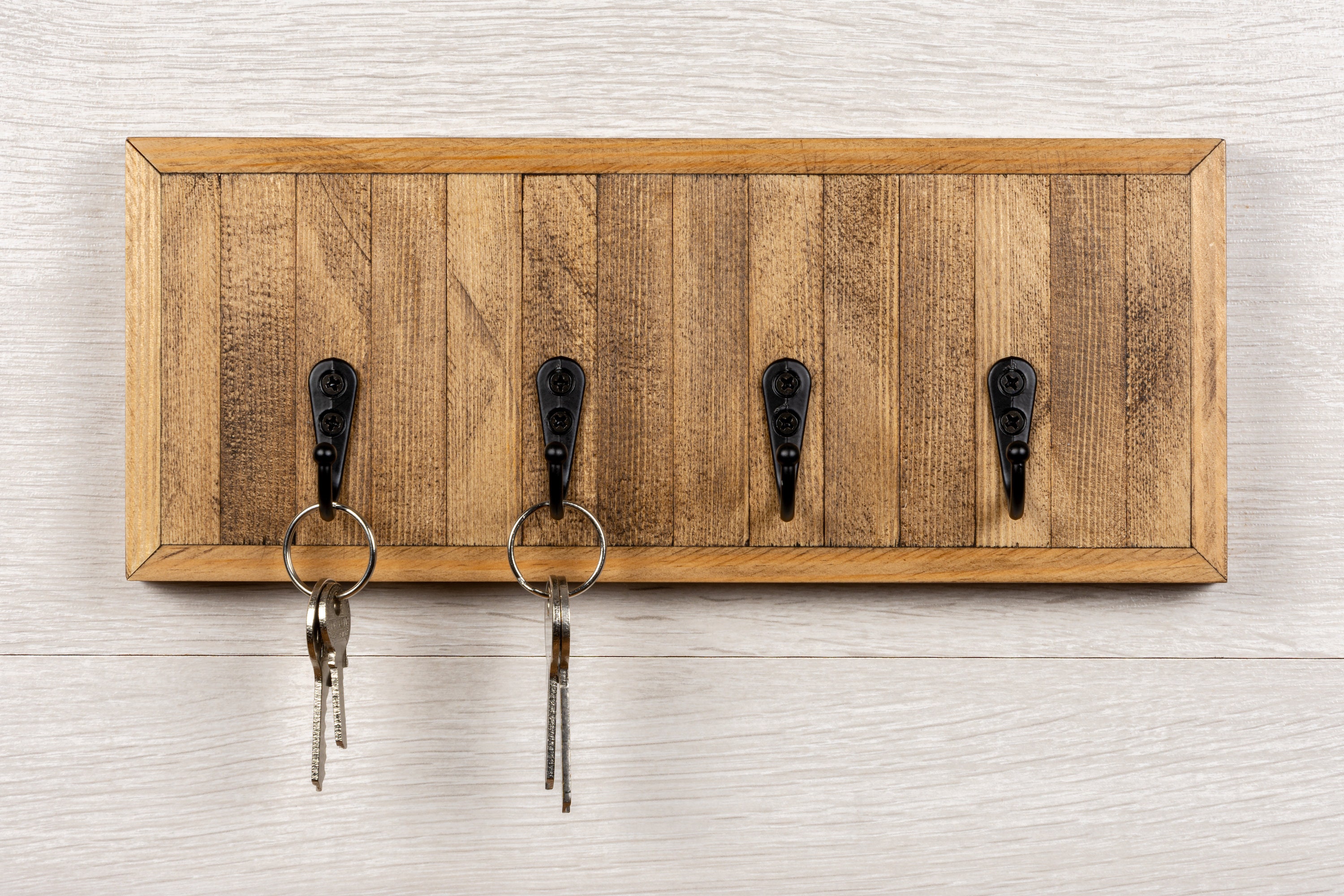 Rustic Wall Mounted Wooden Key Holder Reclaimed Wood Hall Etsy