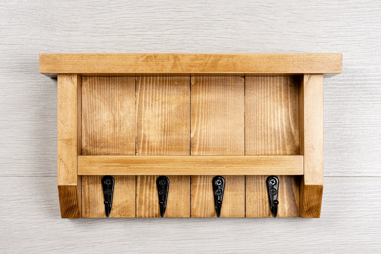 Rustic Wall Mounted Wooden Key Holder With Shelf Reclaimed Wood Hall