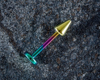 1.2mm (16g) Titanium Labret Stud With Cone - Rainbow