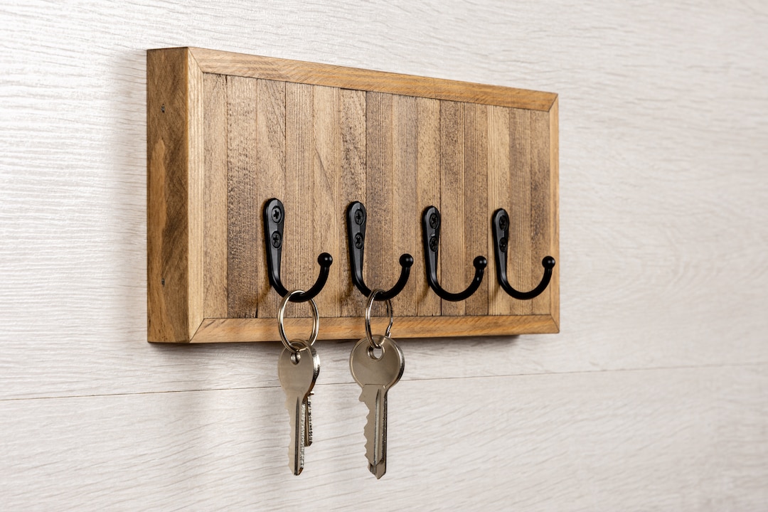 Rustic Wall Mounted Wooden Key Holder Reclaimed Wood Hall Etsy