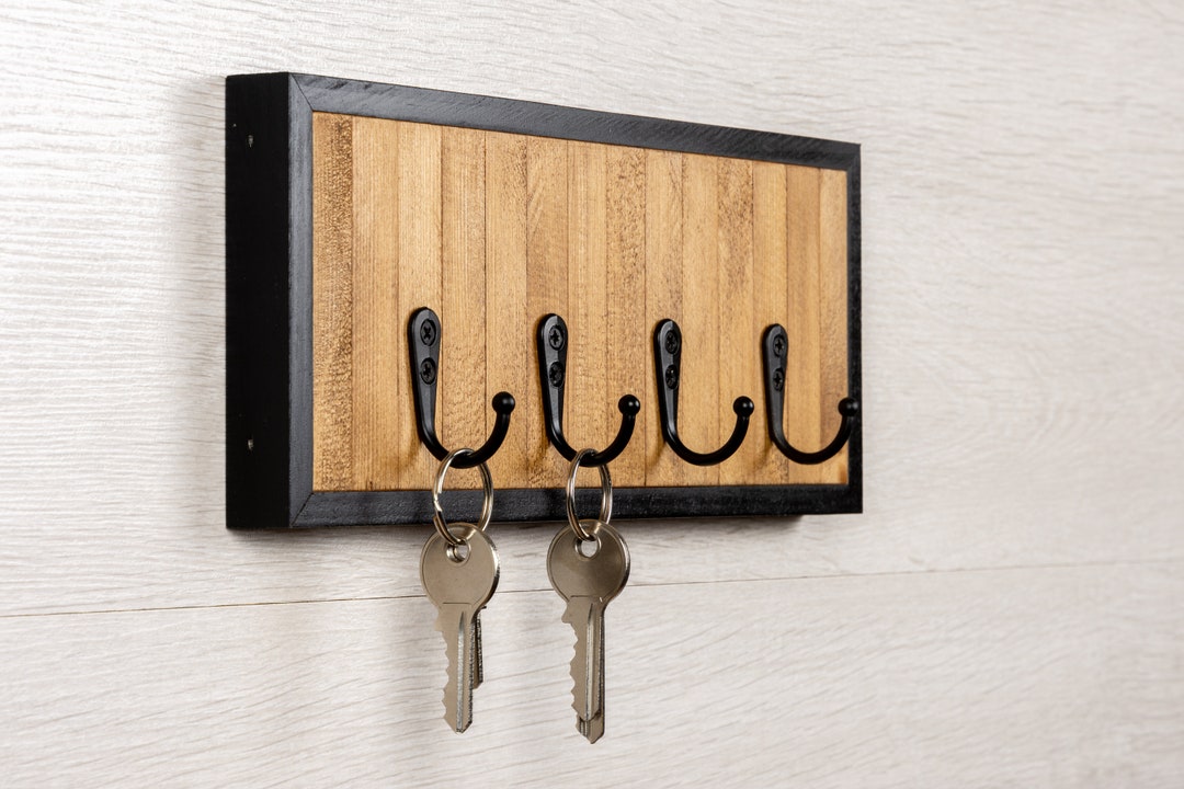 Rustic Wall Mounted Wooden Key Holder Reclaimed Wood Hall Entryway