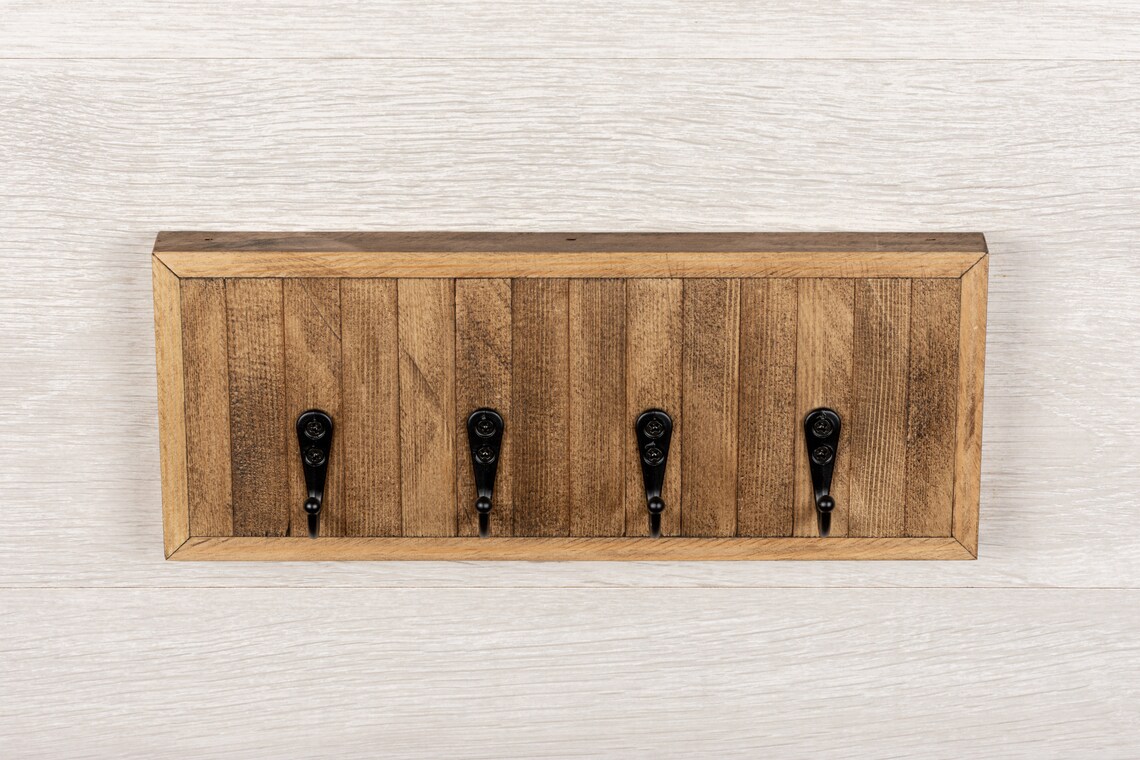 Rustic Wall Mounted Wooden Key Holder Reclaimed Wood Hall Etsy