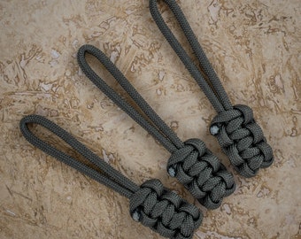 3 x gris foncé Paracord Cobra Weave Zip Pulls - Longes - Manteau et sac à dos Zipper Pulls - Porte-clés.