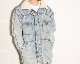 cheap long denim jacket
