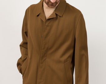 Vintage Olive Overcoat - Men's Retro Mod Brownish Green Long Medium Size Spring or Fall Jacket