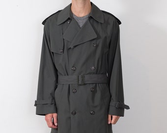 Vintage Green Overcoat - Men's Mod Lightweight London Fog Long Medium Size Jacket with Removable Lining