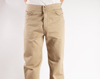 Vintage 70's Men's Levis Beige / Khaki Colored Bell Bottom Pants - 34" Retro High Waisted Trousers / Slacks