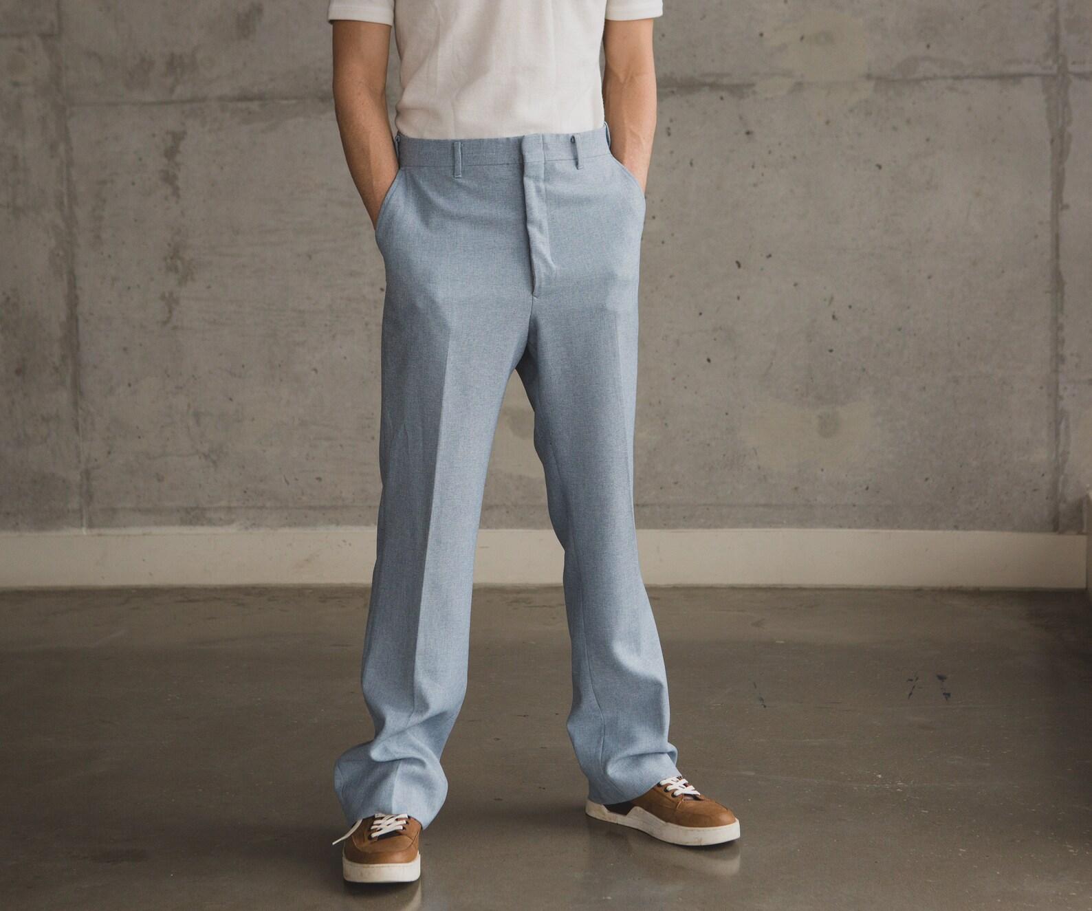 Vintage Blue Pants Mens 34W Baby Blue Slacks 70's Etsy