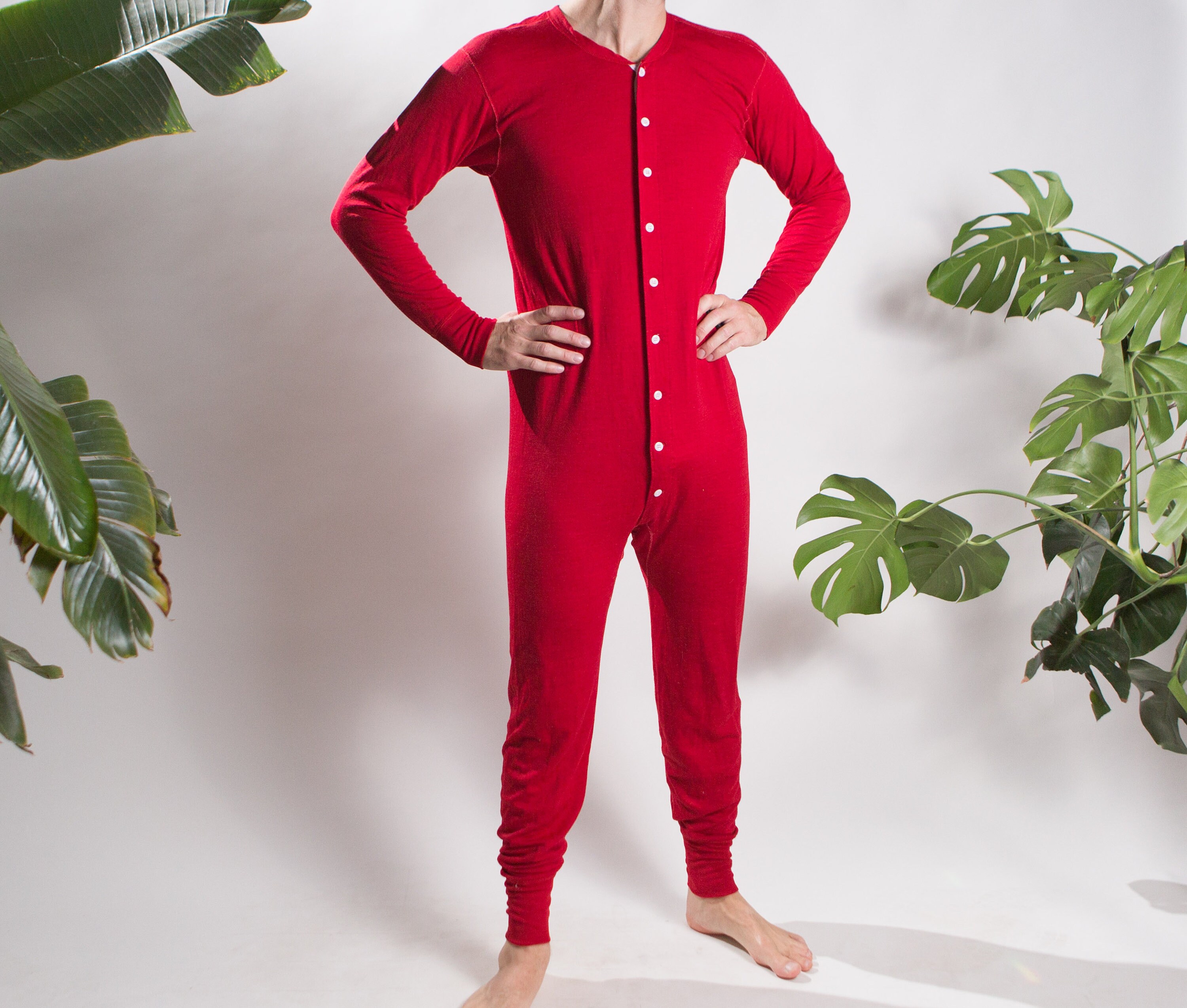 Men s Red Union Suit Onesie Large Size Stanfield s Adult Unisex One piece Red Thermal Pyjamas Bedroom Attire Gift for Him Etsy UK