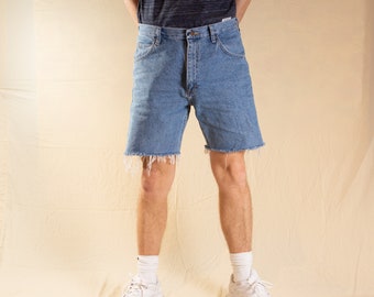 Vintage Denim Shorts - Men's 34W Wrangler Above the Knee Jean Shorts