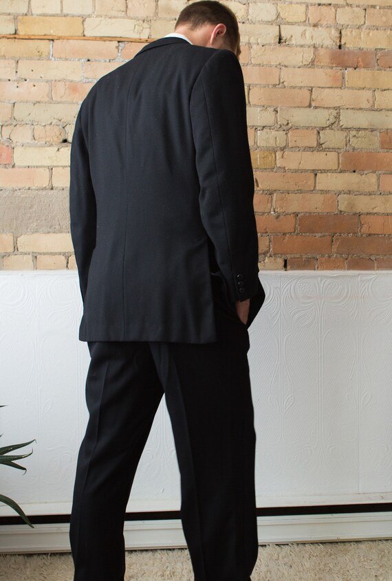 Vintage Men's Tuxedo - 3-piece Solid Black Wool S… - image 5