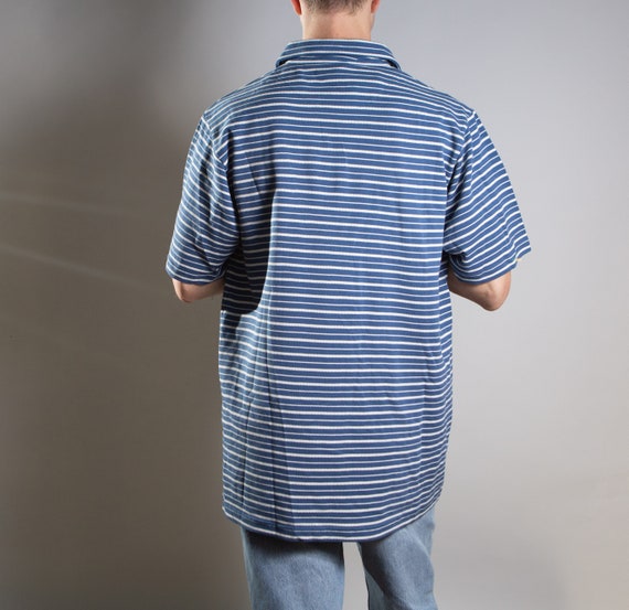 Men's Polo Shirt - Vintage 90's Medium Size Blue … - image 6