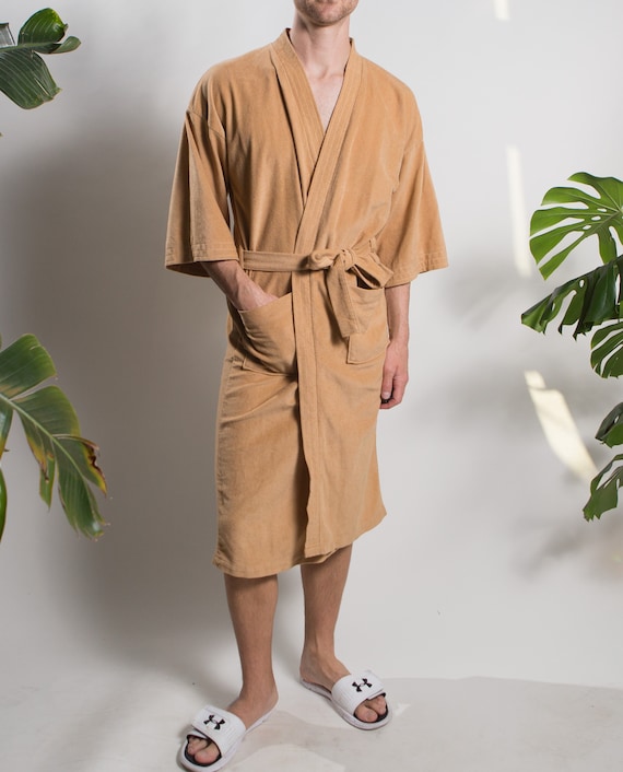 Men's Vintage Robe - Medium Size Tan Lounge Pyjama
