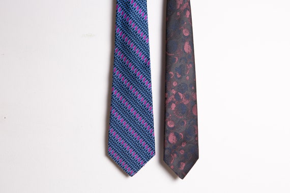 Vintage Neckties - 60's / 70's Geometric Pattern … - image 1