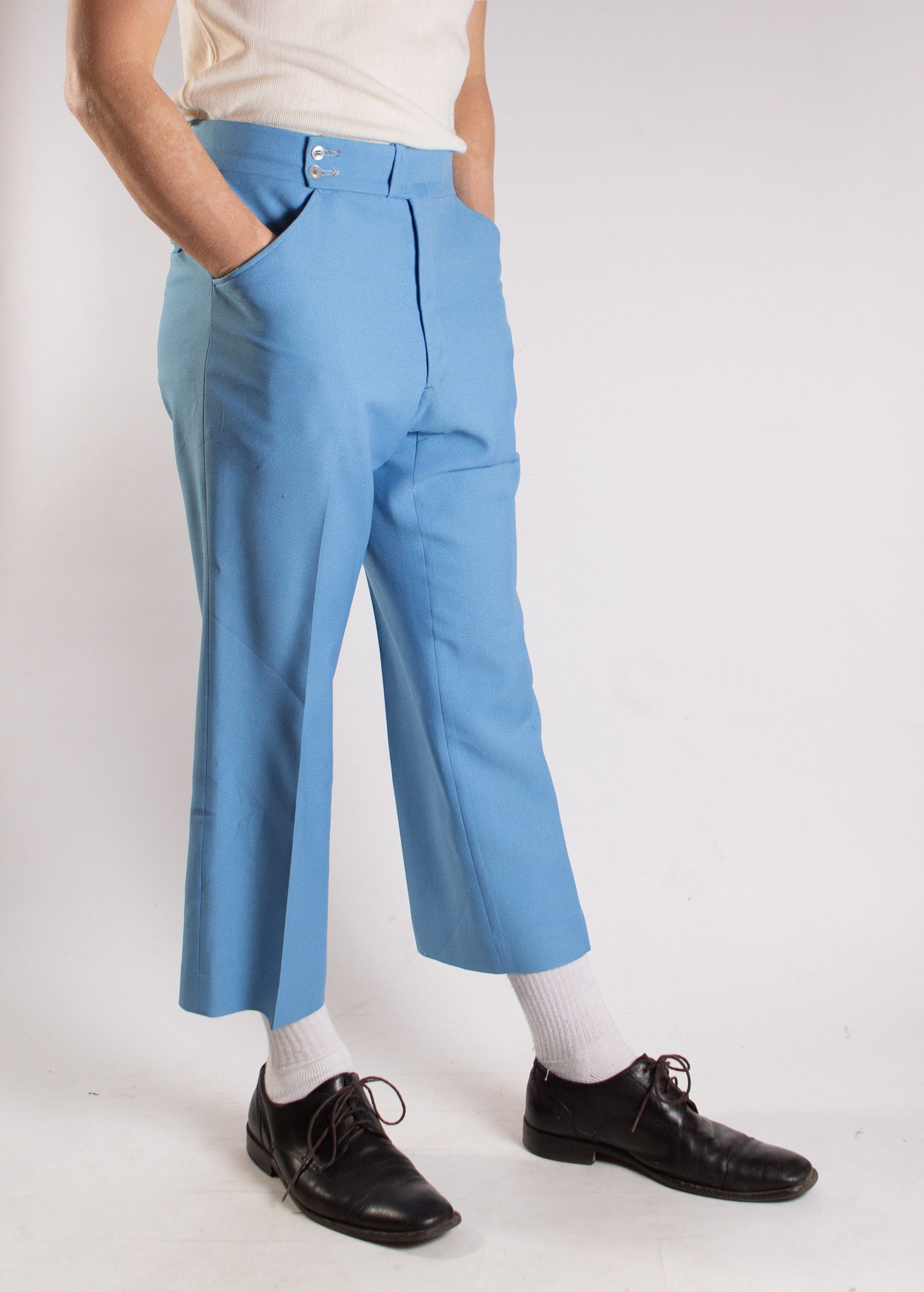 Vintage Blue Pants Mens 32W Baby Blue Slacks 70's Etsy