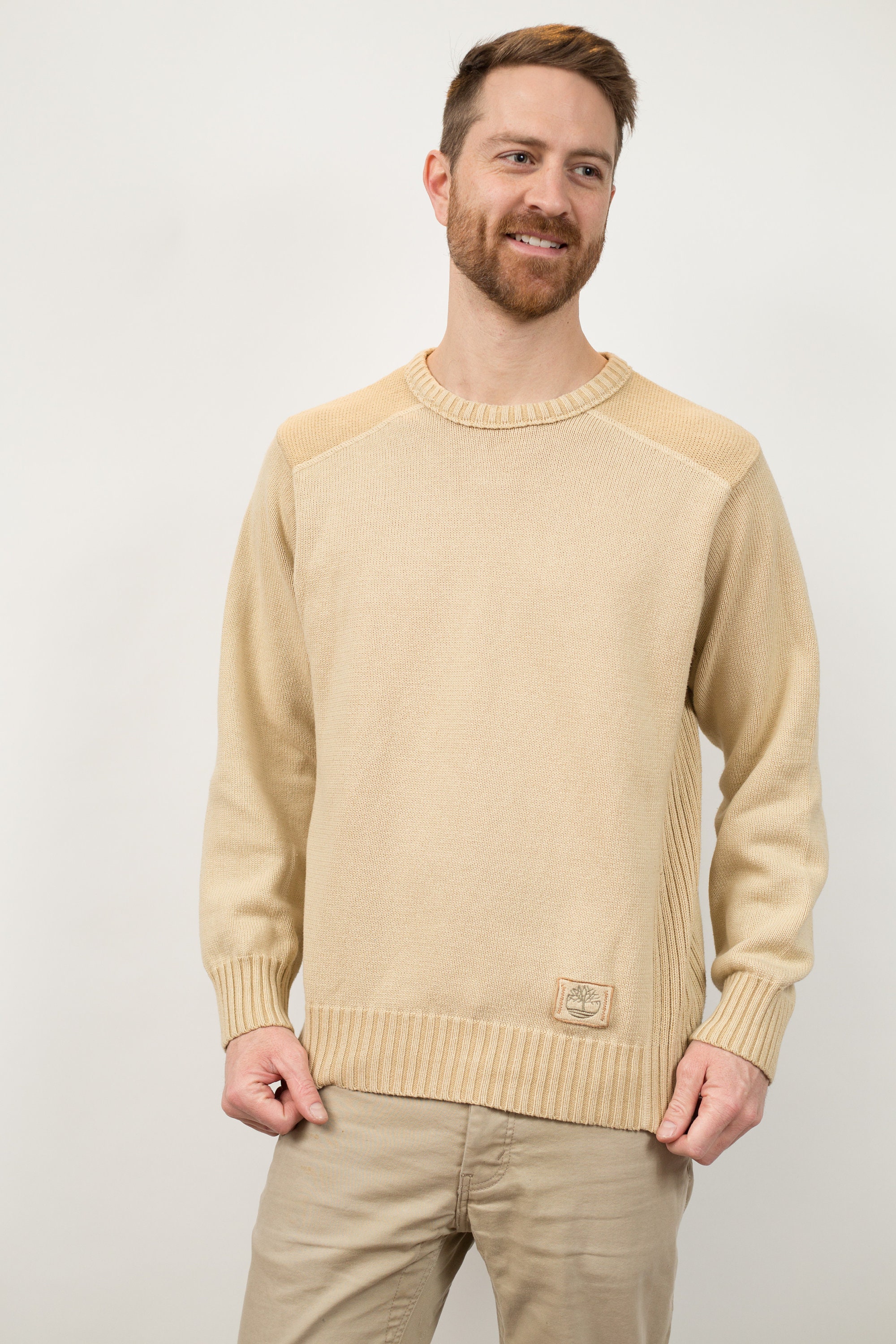 Timberland punto suéter hombres de tamaño mediano beige - Etsy España