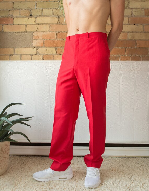 red high waisted dress pants