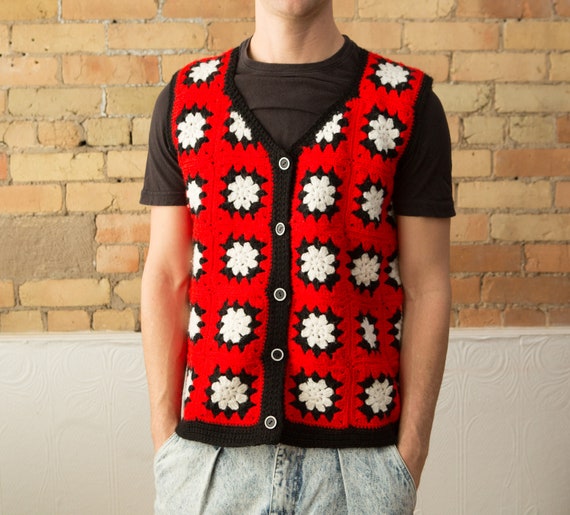 Granny Square Sweater Vest - 1970's Vintage Croche
