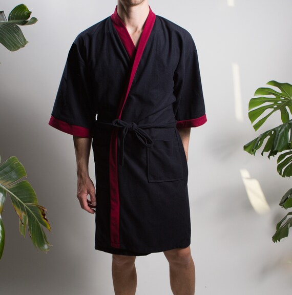 Men's Vintage Robe - Medium Size Blue and Red Lou… - image 7