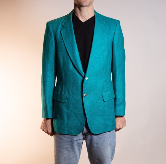 Informeer Kostuums Lezen Vintage Mens Silk Blazer Medium Size Turquoise Sports Coat - Etsy
