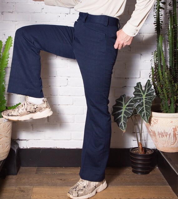 Polyester Pants Mens 32 Navy Blue 