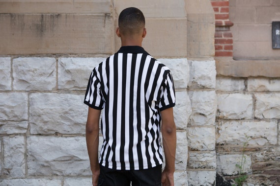 Men's 70's Striped Polo Shirt - Black and White F… - image 5