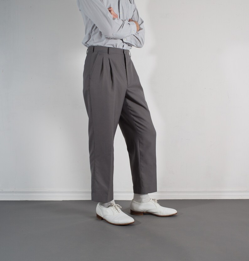 Vintage Mens Grey Trousers W31 Pleated Dress Pants / Slacks | Etsy