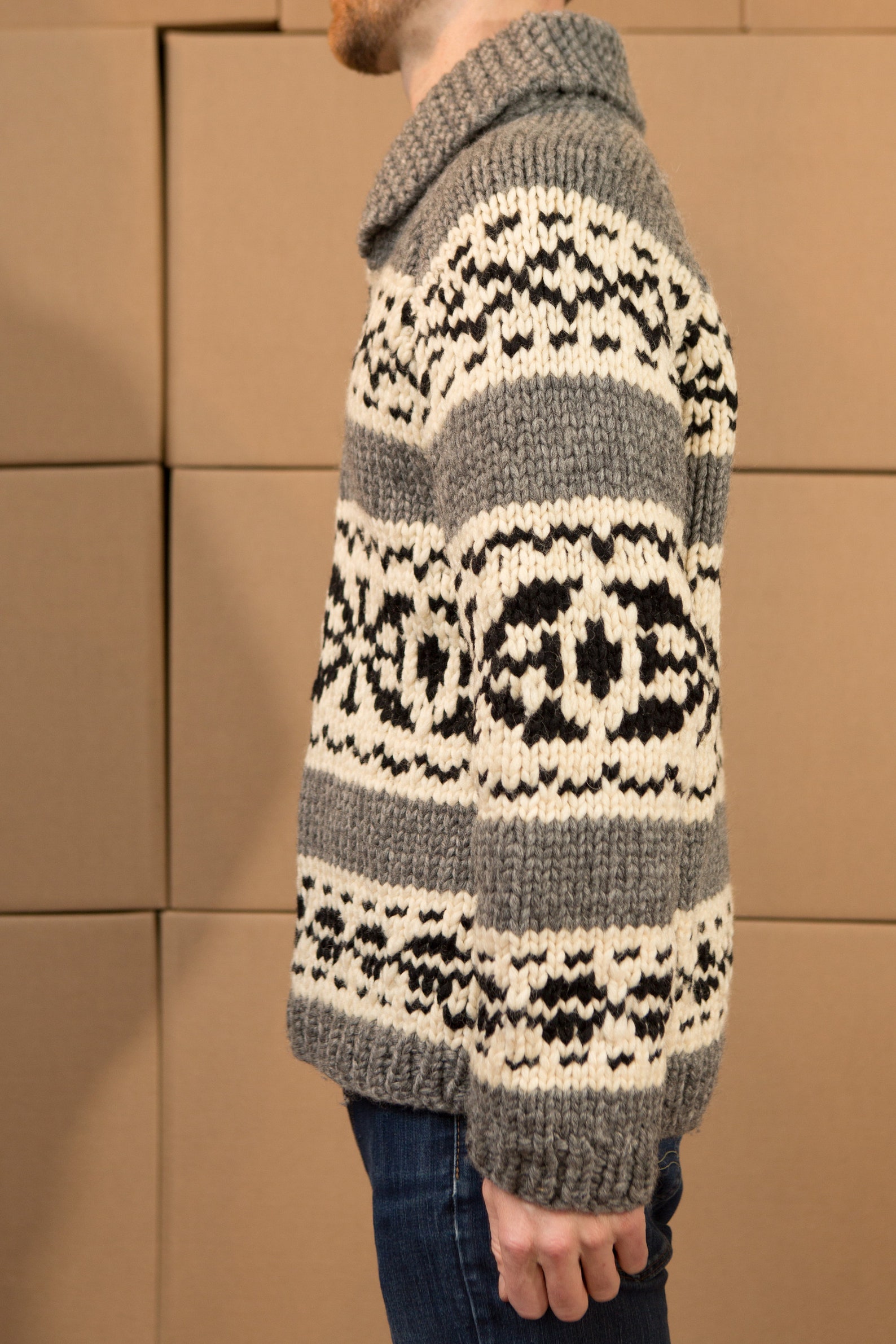 Vintage Cowichan Sweater Classic Canadian Knit Geometric Etsy